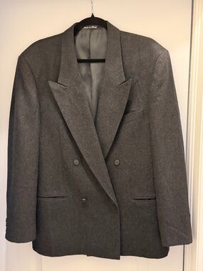 Vintage Mani by Giorgio Armani Double-Breasted Blazer – Charcoal Grey